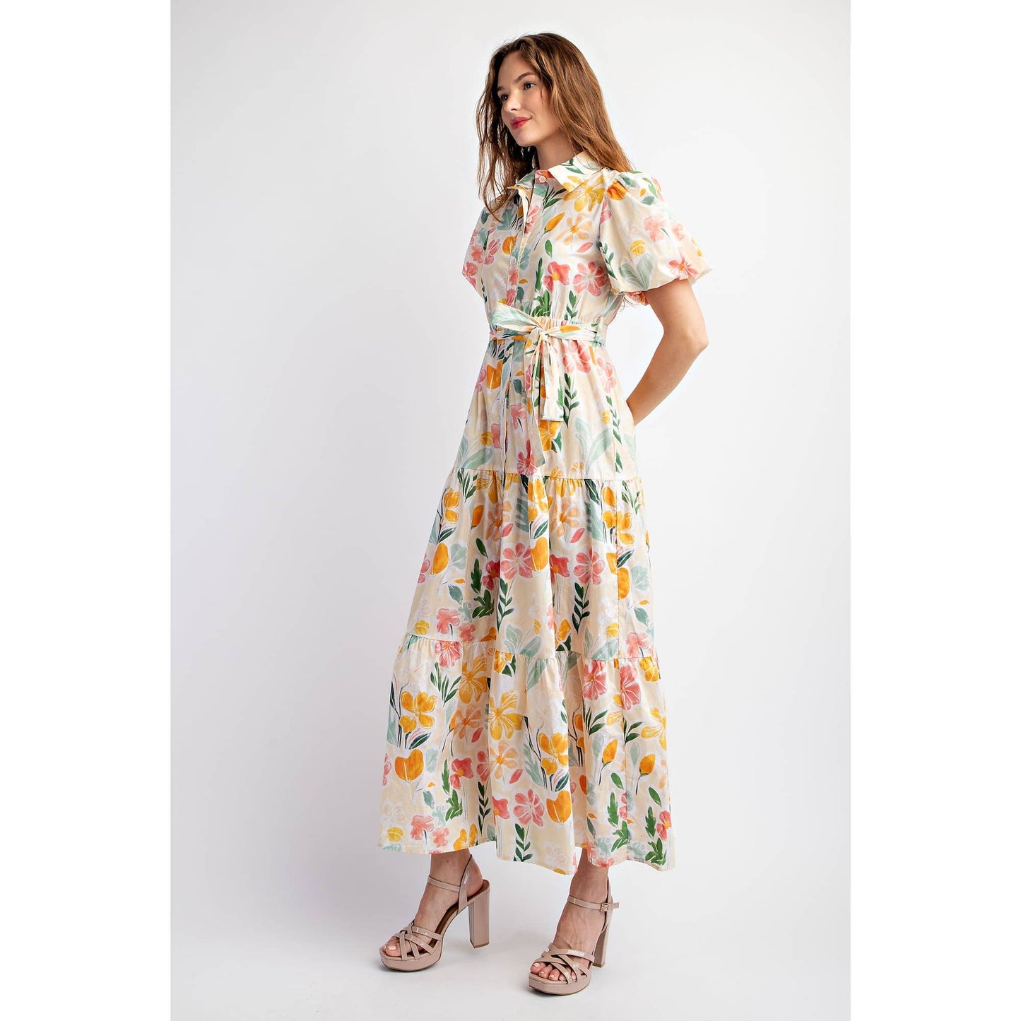 Floral Cotton Tiered Maxi Dress