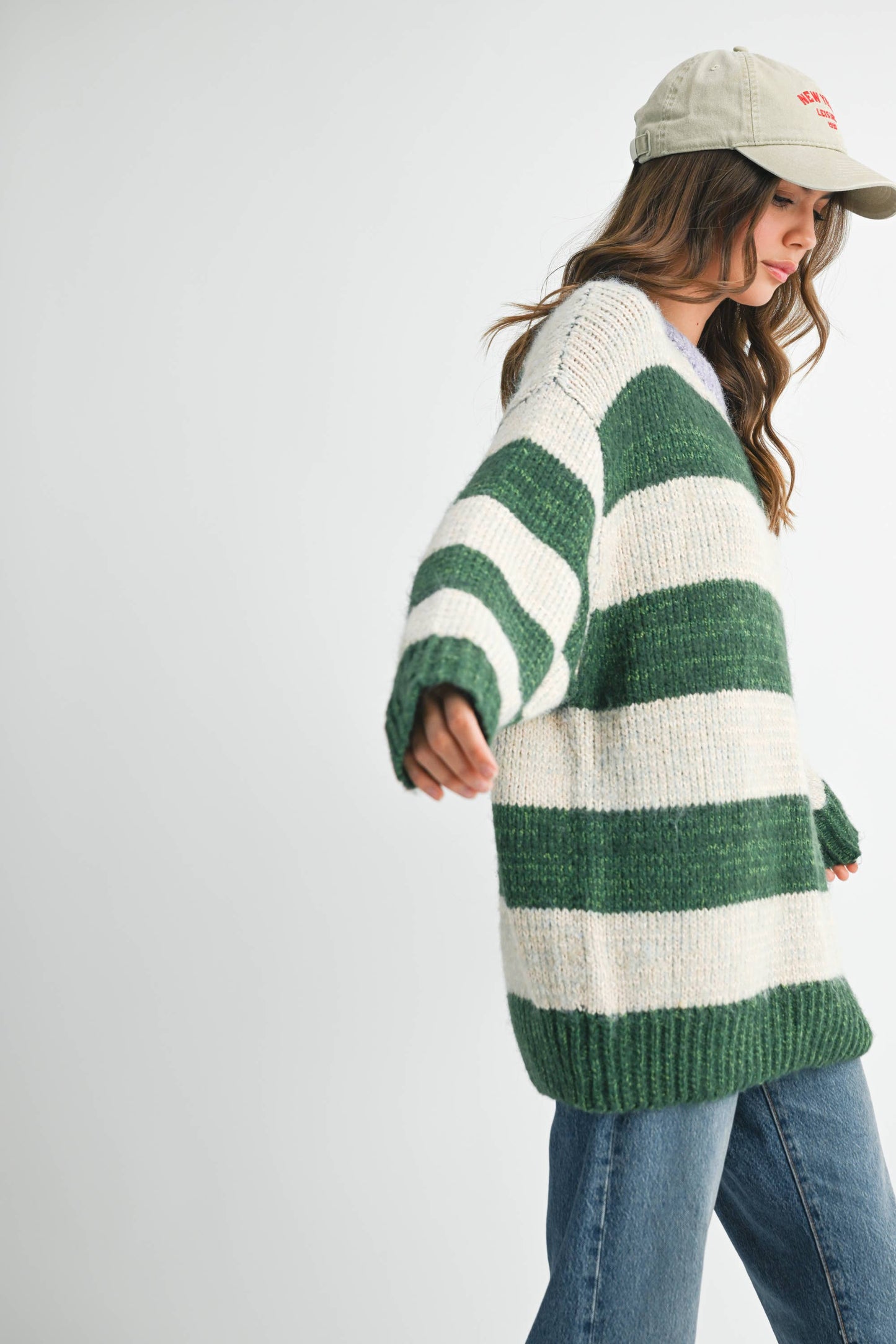 Green Oversized Striped Sweater