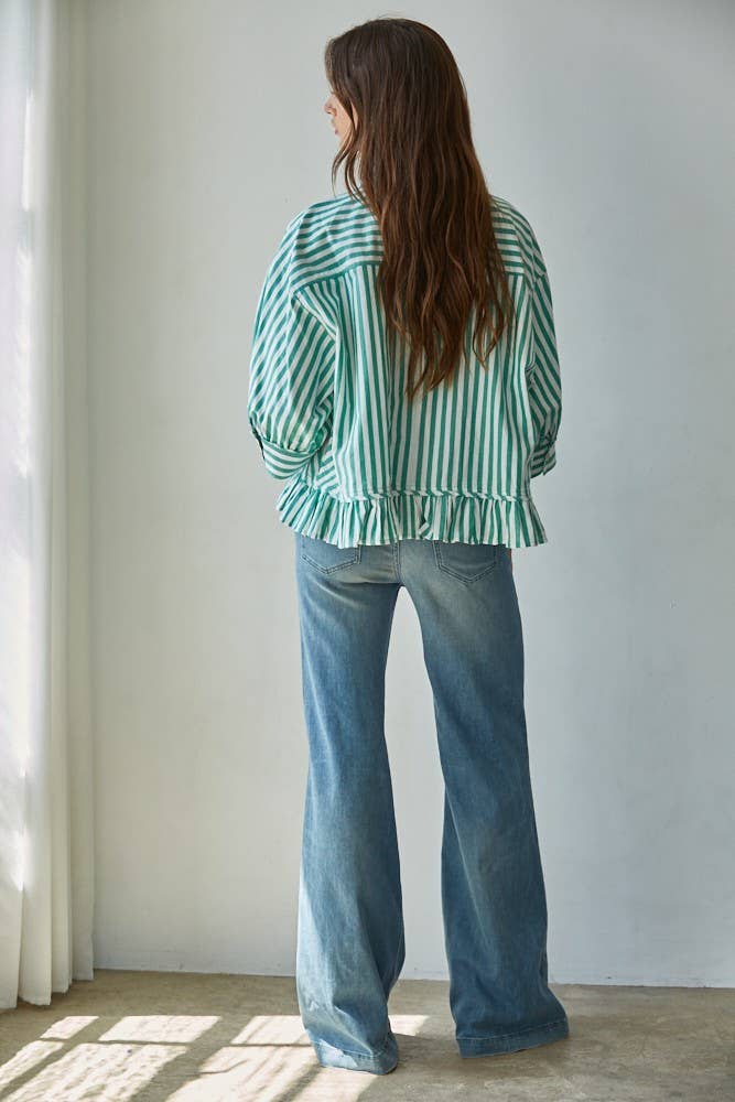 Green Striped Button Down Shirt