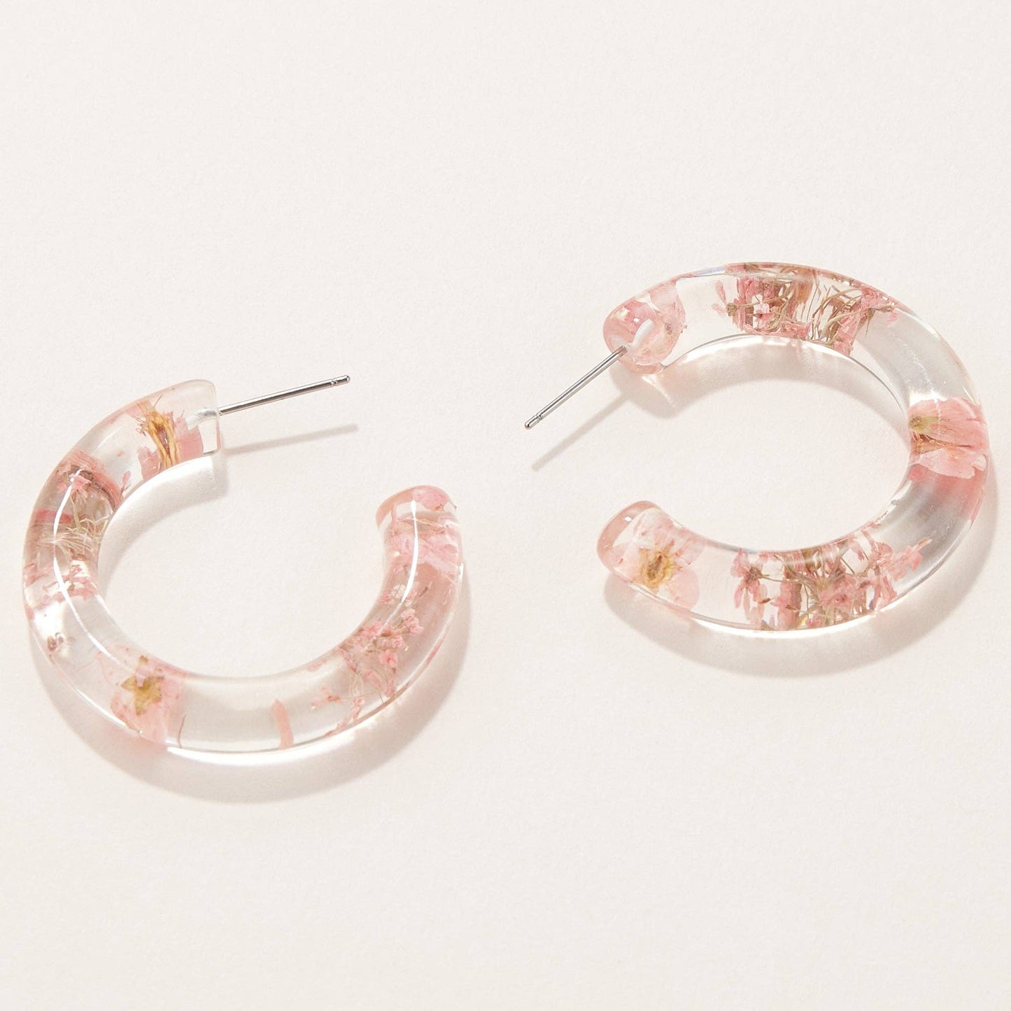 Pressed Flower Medium Hoop Earrings