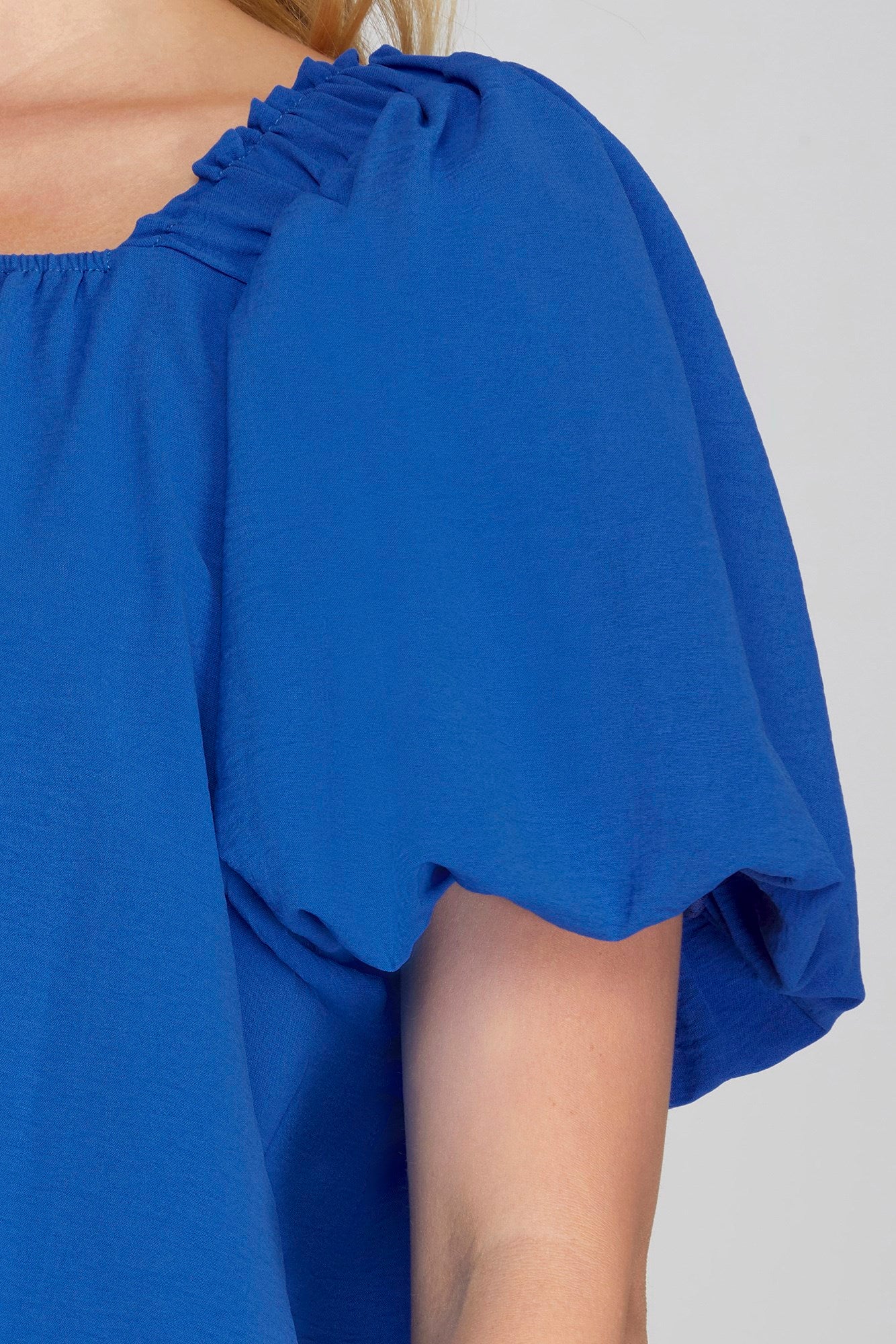 Puff Sleeve Square Neck Woven Top