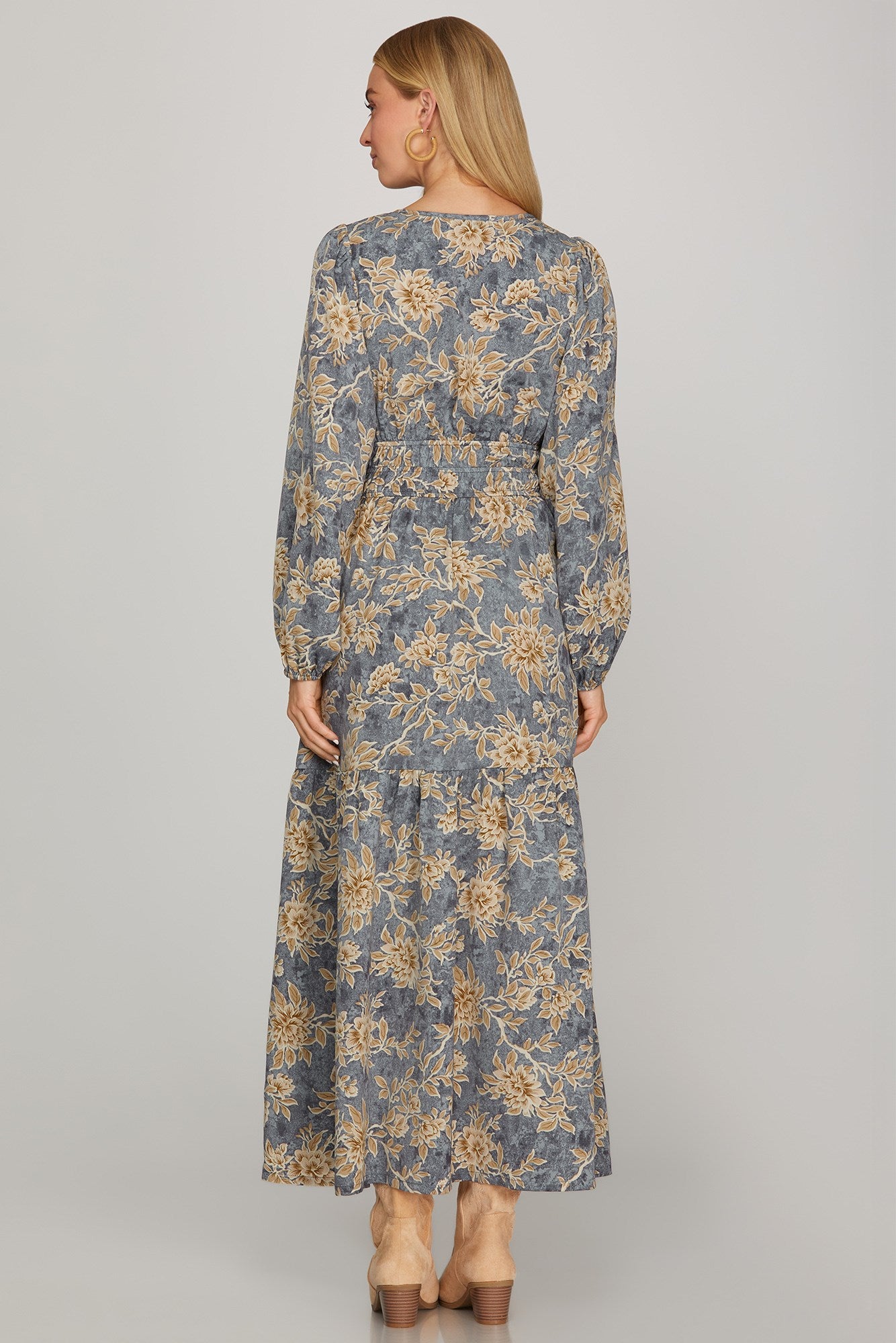 Woven Print Tiered Maxi Dress