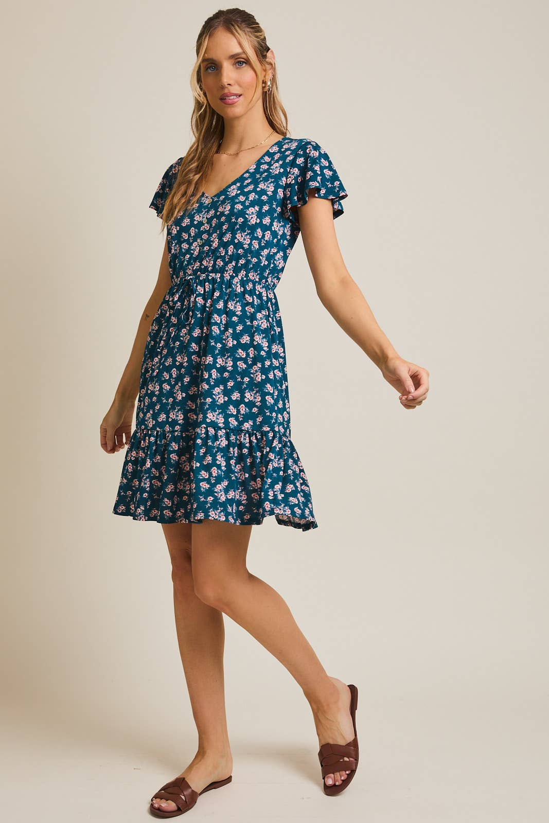 Teal Short Sleeve Dress