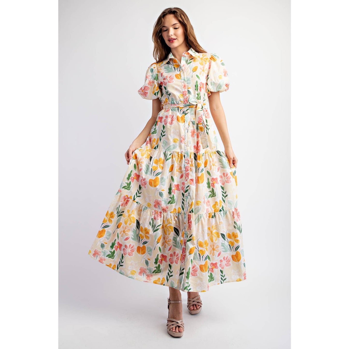 Floral Cotton Tiered Maxi Dress