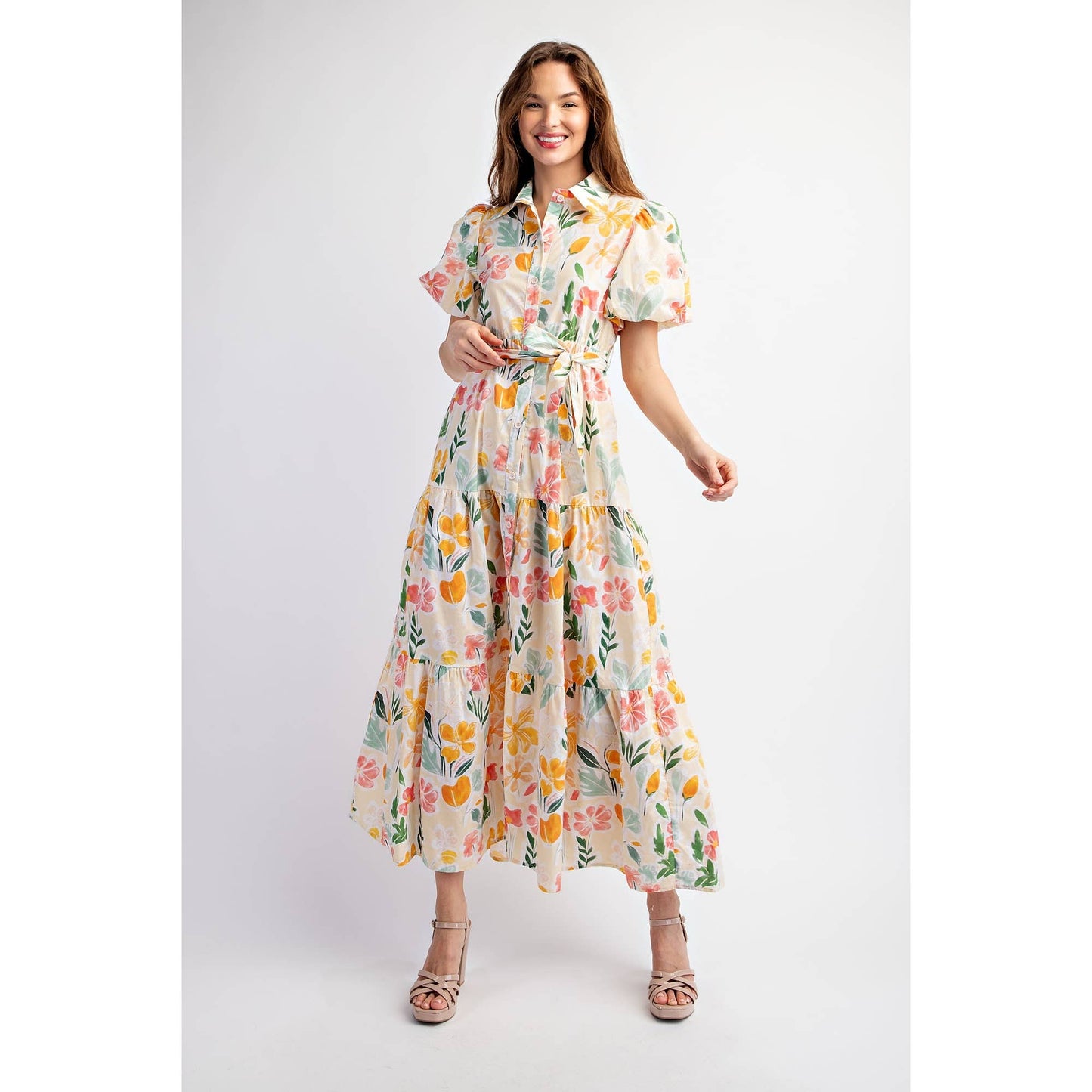 Floral Cotton Tiered Maxi Dress