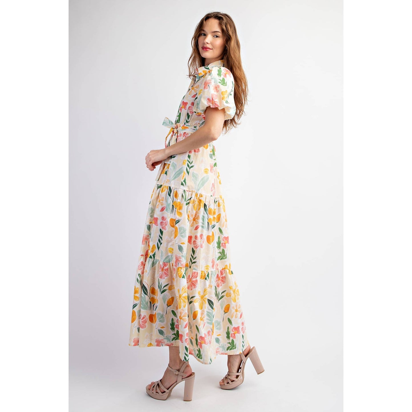 Floral Cotton Tiered Maxi Dress