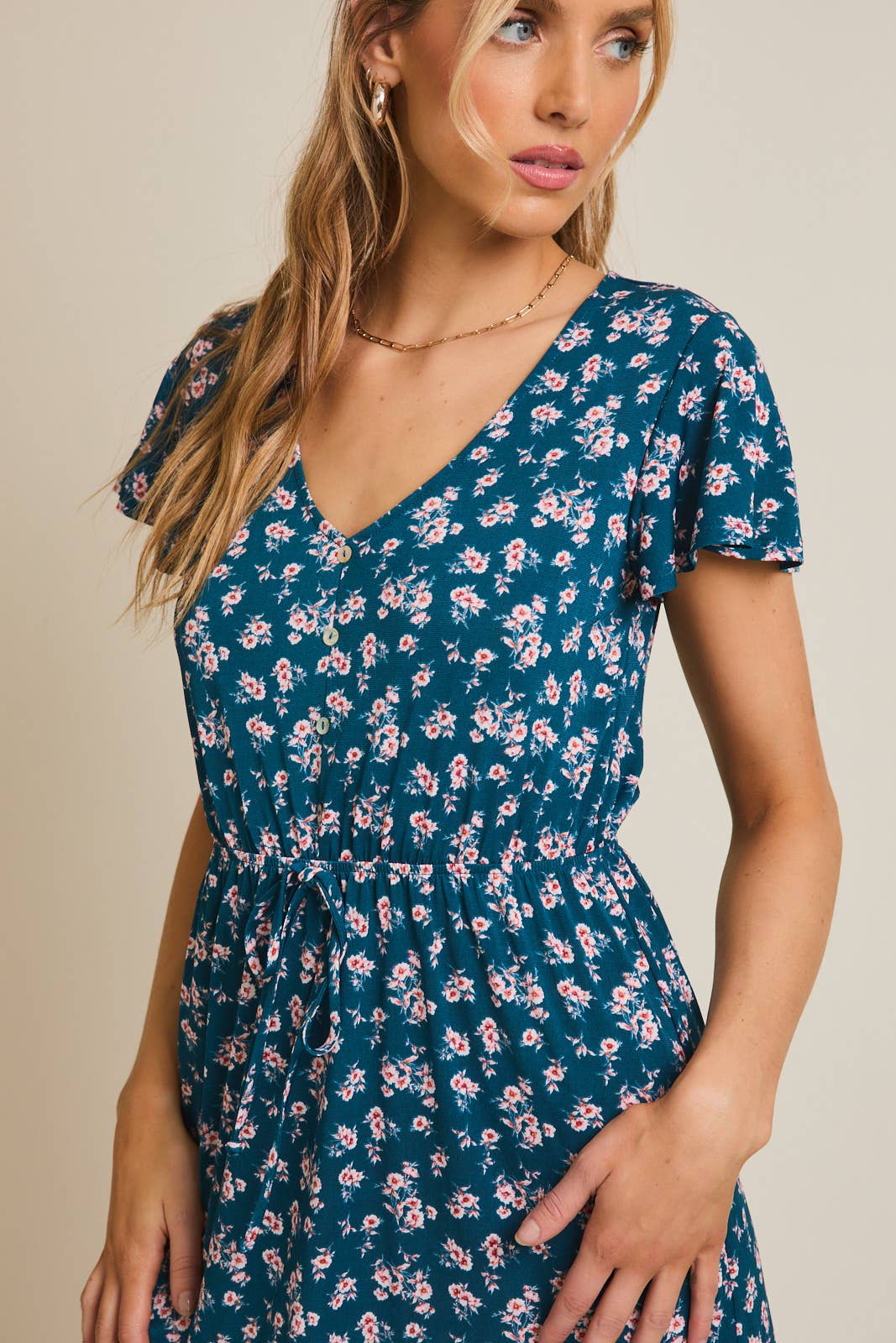 Teal Short Sleeve Dress