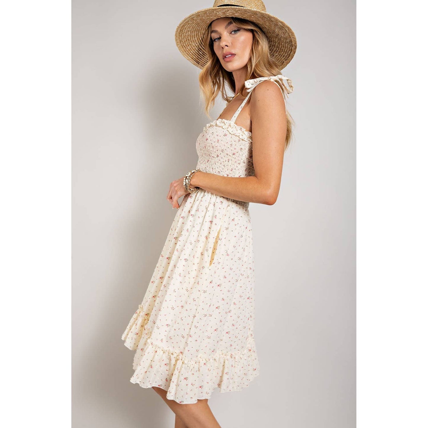 Floral Swiss Dot Smocked Dress