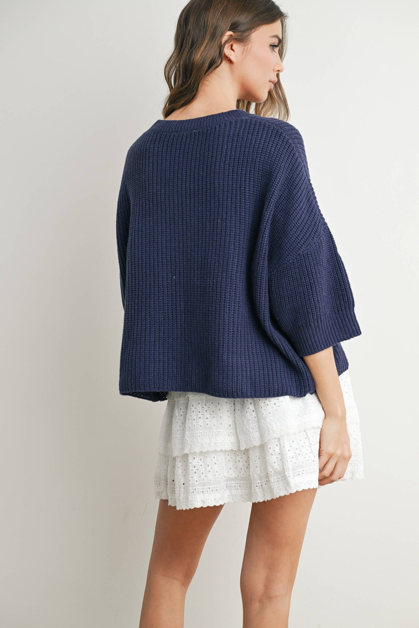 Flag Print Quarter Sleeve Sweater
