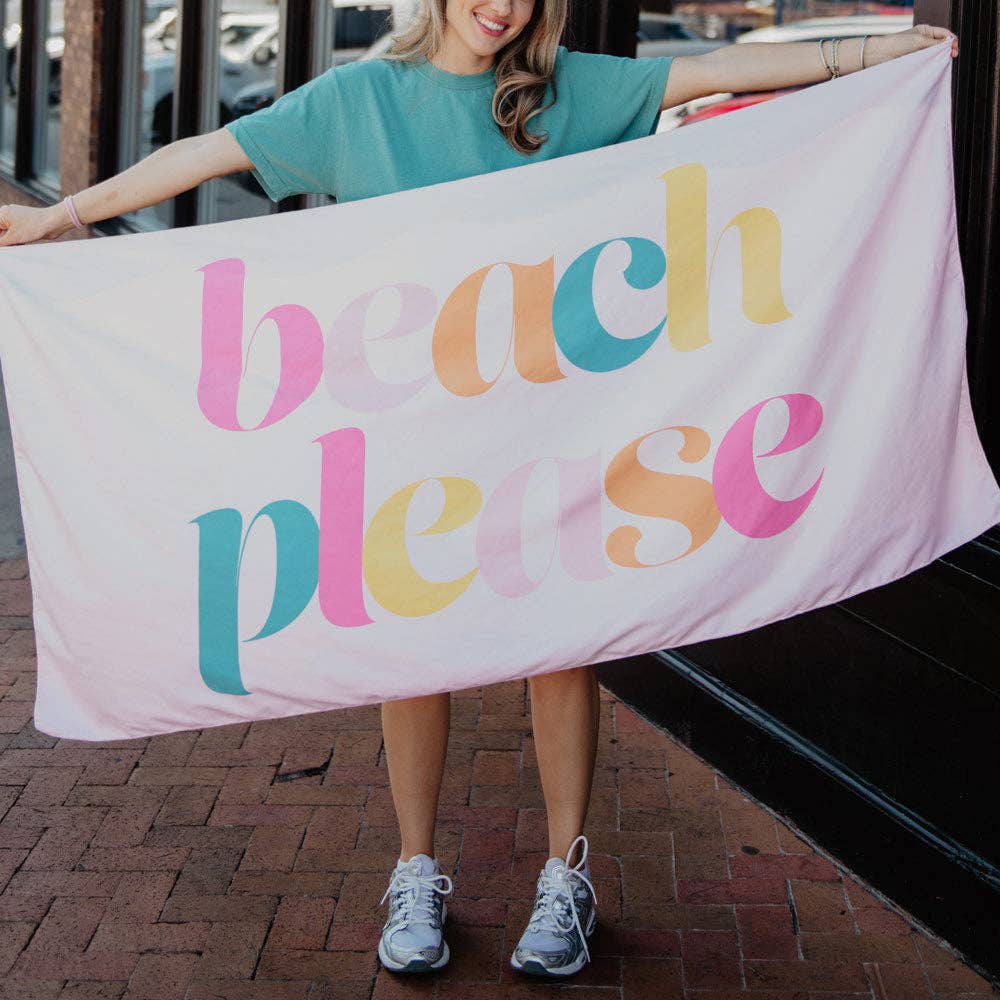 Light Pink "Beach Please" Quick-Dry Towel