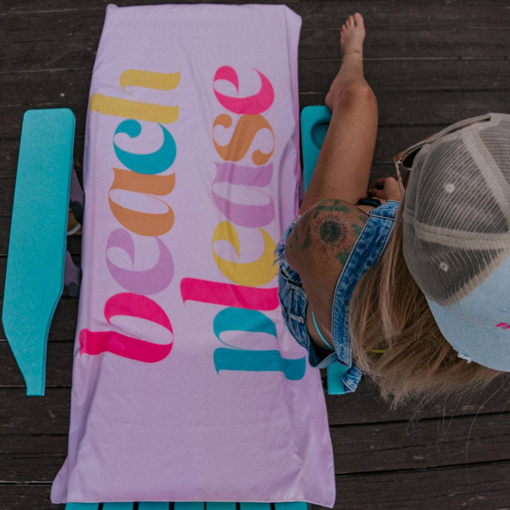 Light Pink "Beach Please" Quick-Dry Towel