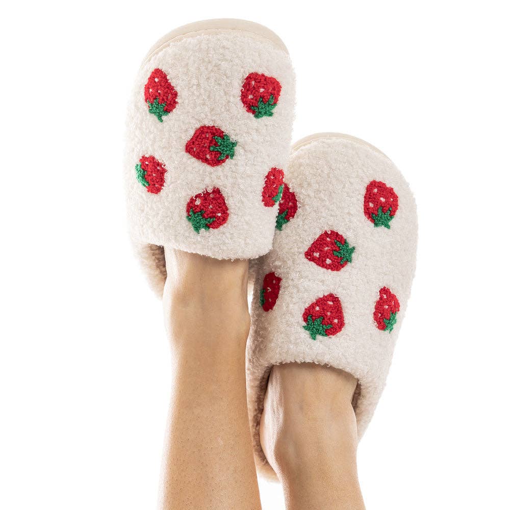 Women's closed toe slippers with strawberries