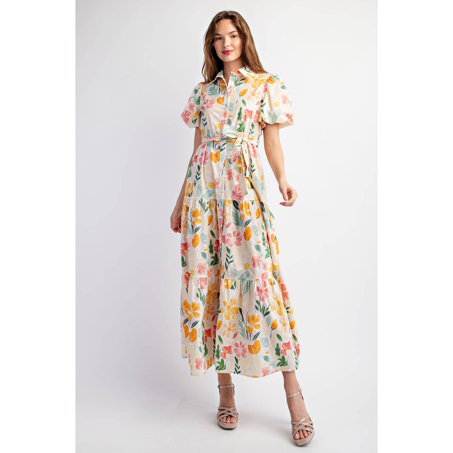 Floral Cotton Tiered Maxi Dress