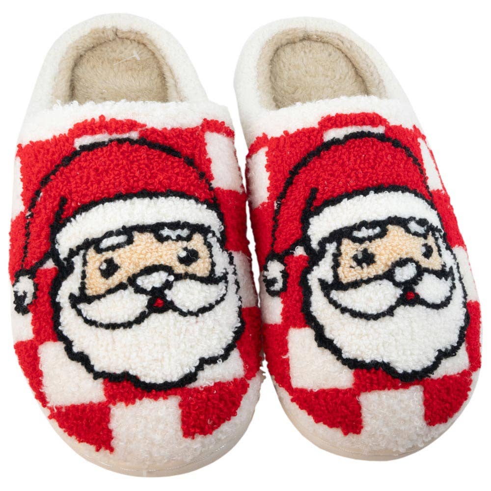 Santa Red Checkered Best Christmas Women's Slippers