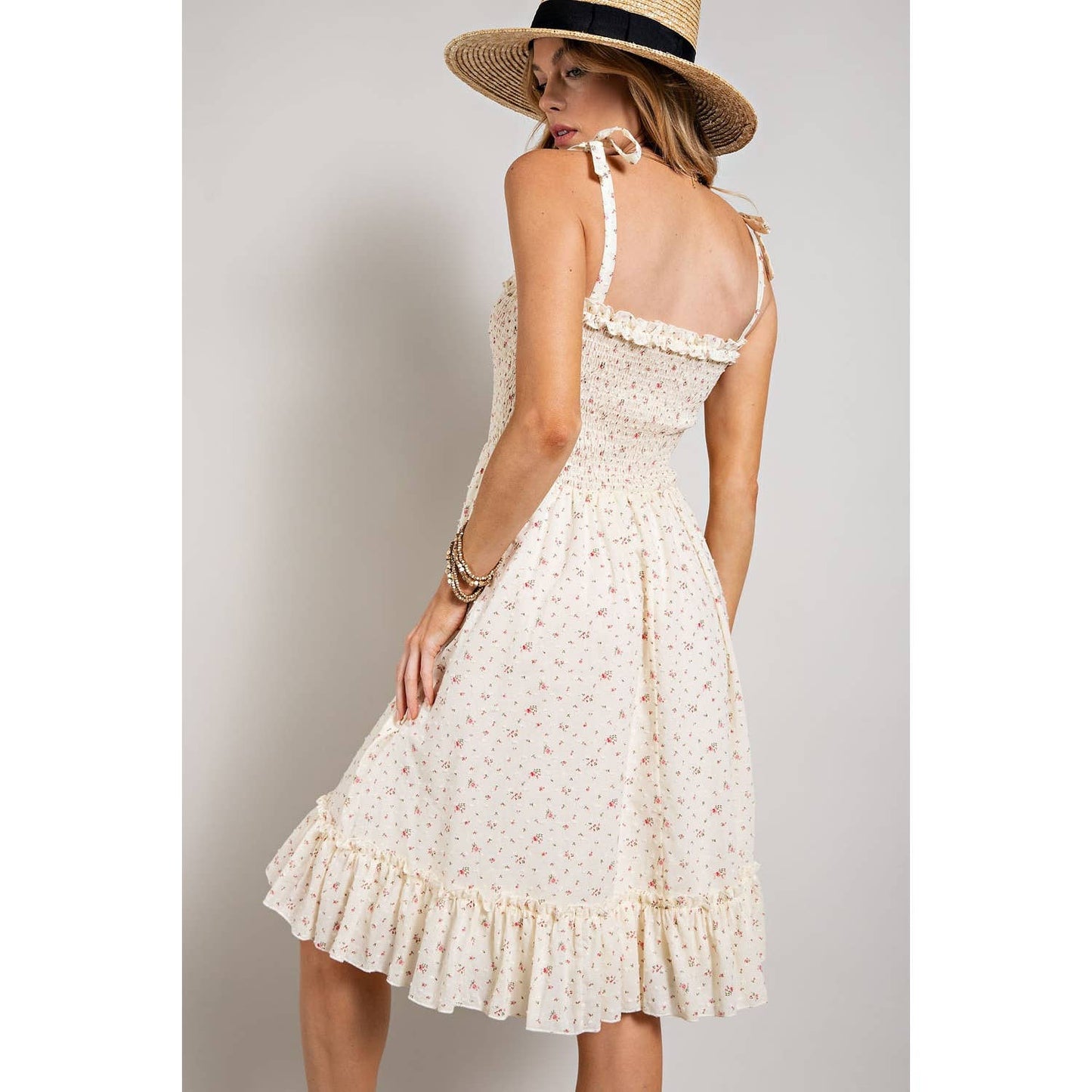 Floral Swiss Dot Smocked Dress