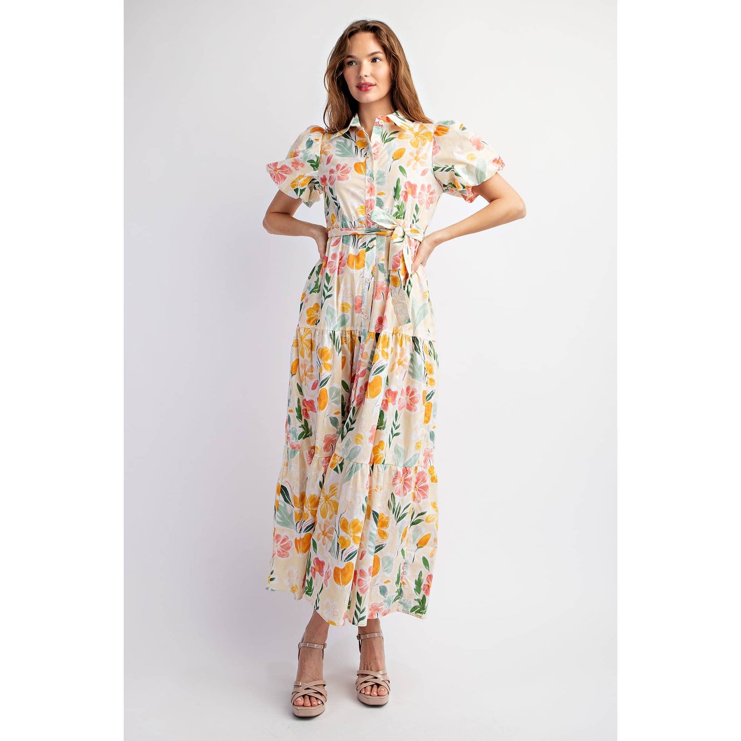 Floral Cotton Tiered Maxi Dress