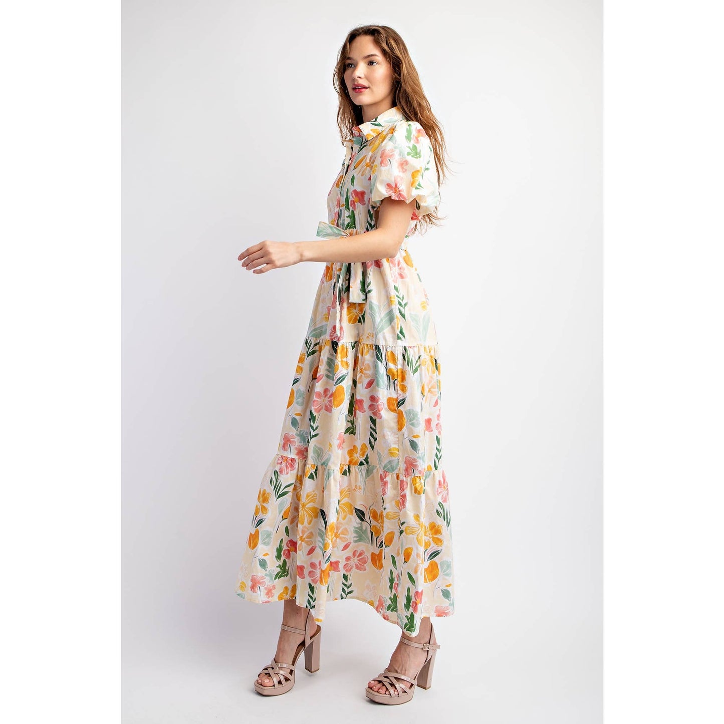Floral Cotton Tiered Maxi Dress