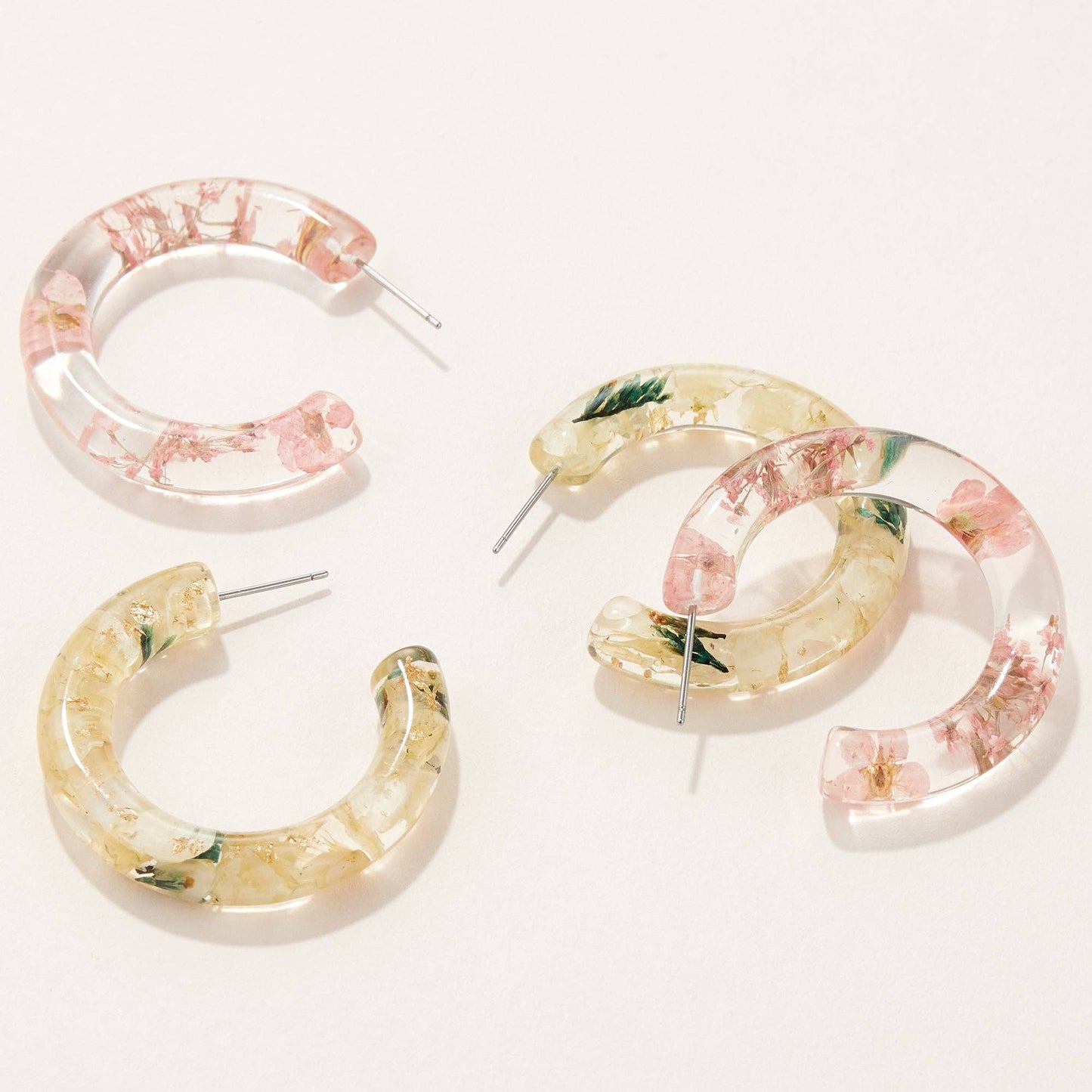 Pressed Flower Medium Hoop Earrings