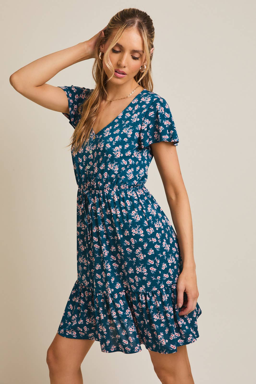 Teal Short Sleeve Dress