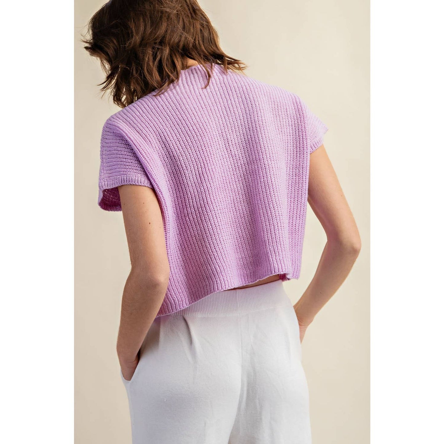 Drop Shoulder Rib Knit Sweater Top