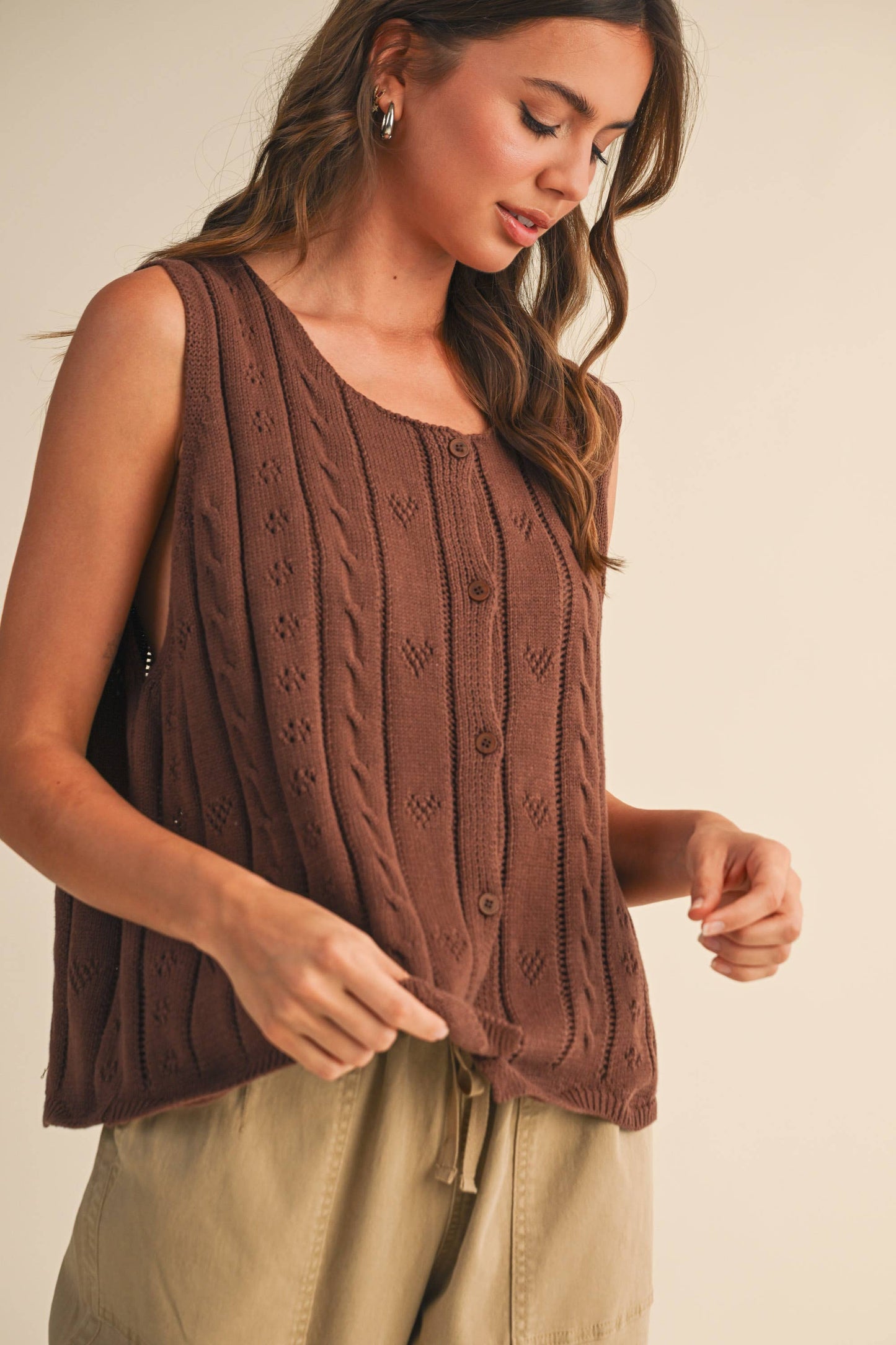 Coco Button Down Sleeveless Knit Sweater Vest