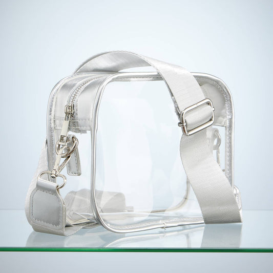 Game Day Clear Crossbody Bag: Silver