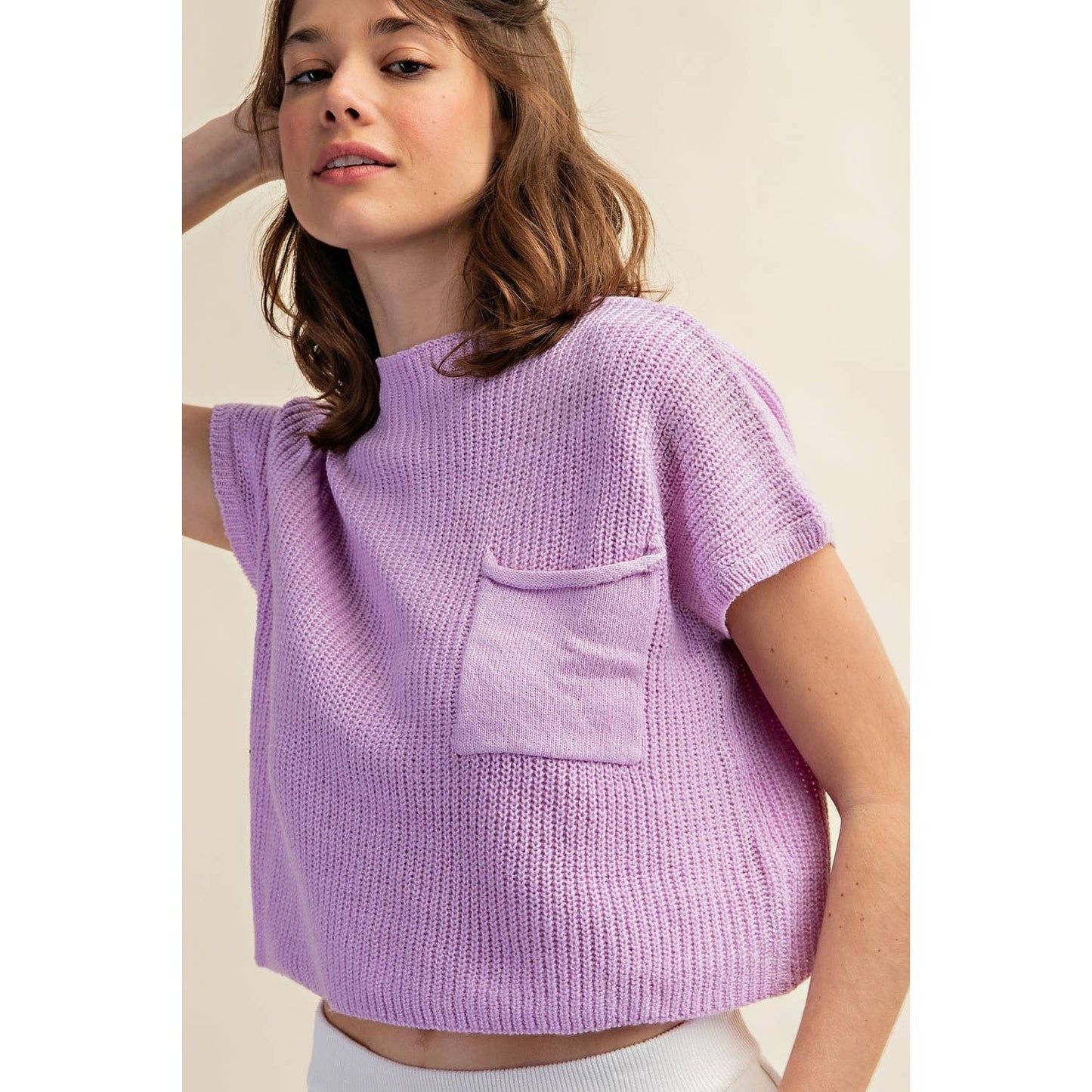 Drop Shoulder Rib Knit Sweater Top