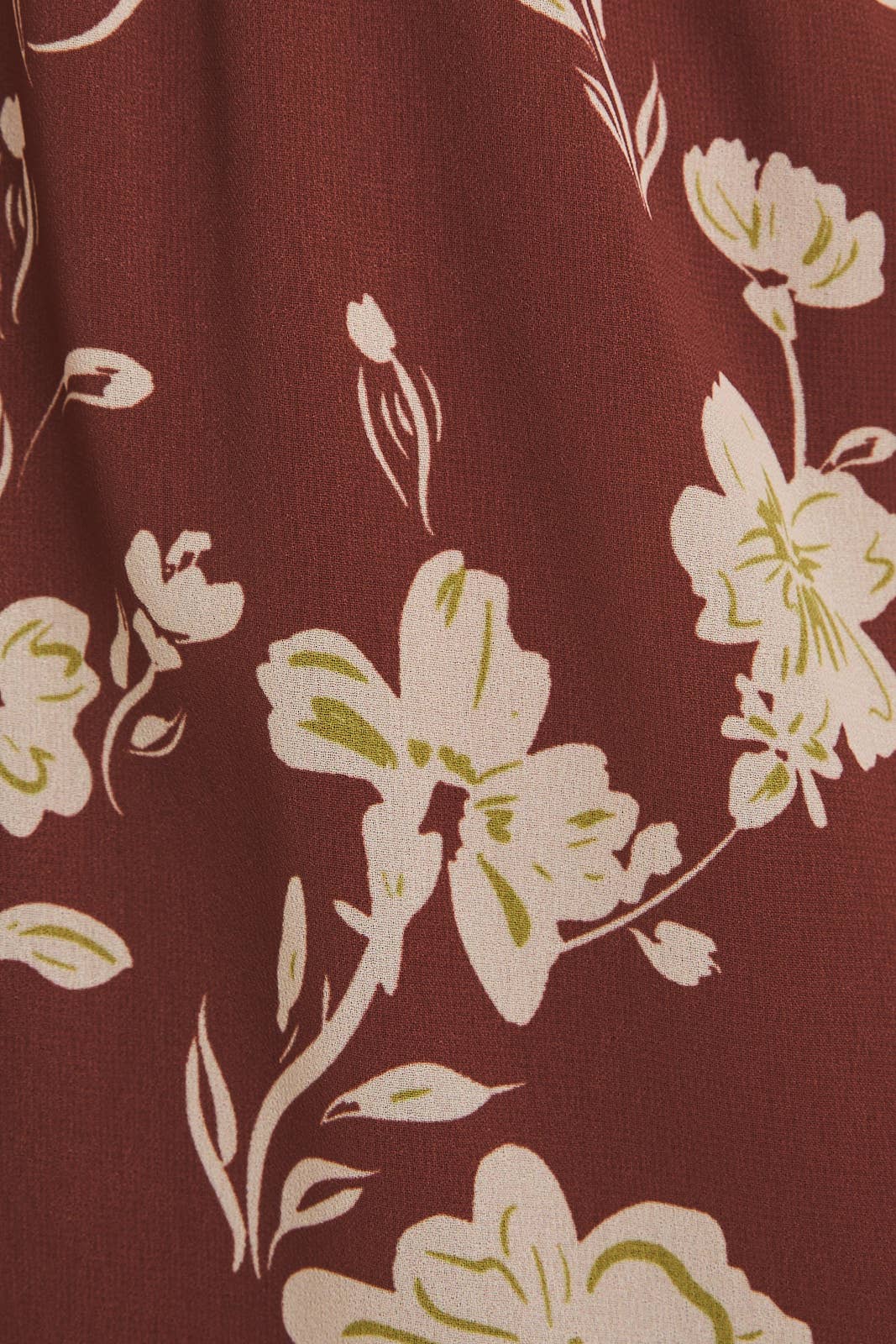 Rust + Cream Floral Front Tie Long Sleeve Dress