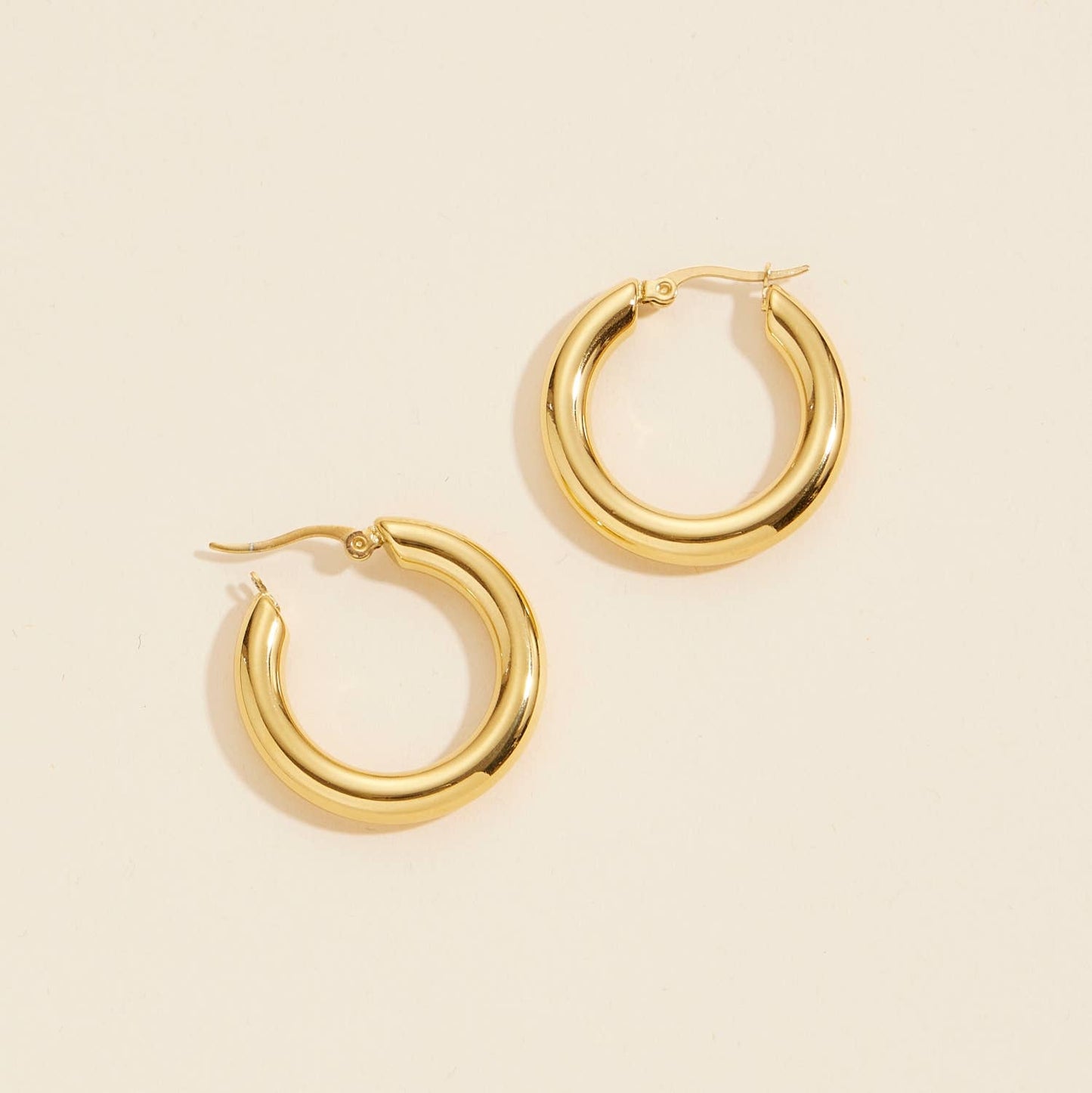 Gold Dip Basic Stainless Steel Hoop Earrings