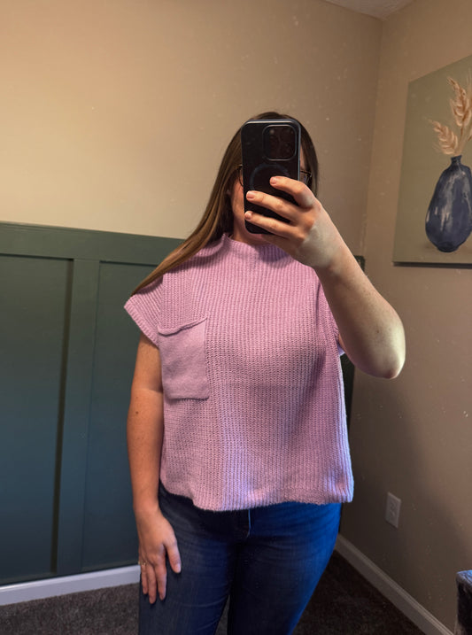 Drop Shoulder Rib Knit Sweater Top