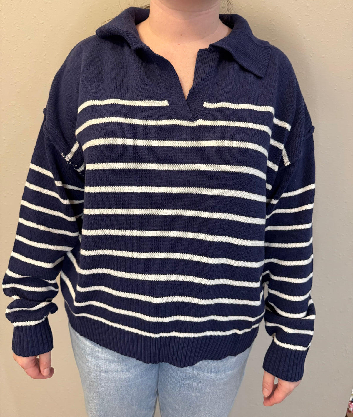 V-Neck Striped Sweater