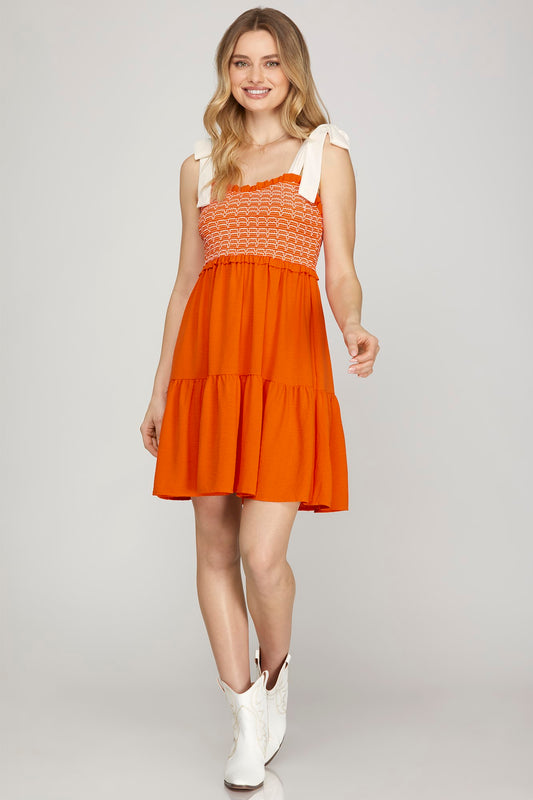 Bow Tie Smocked Dress