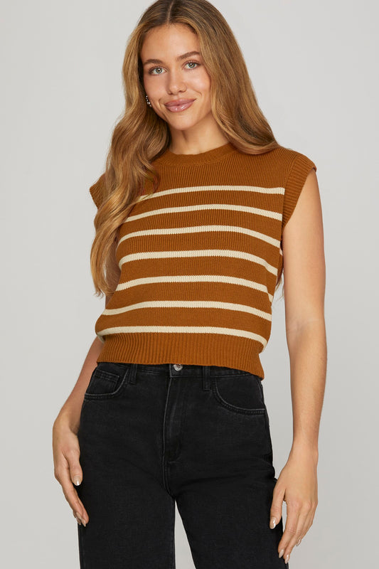 Sleeveless Striped Sweater Top