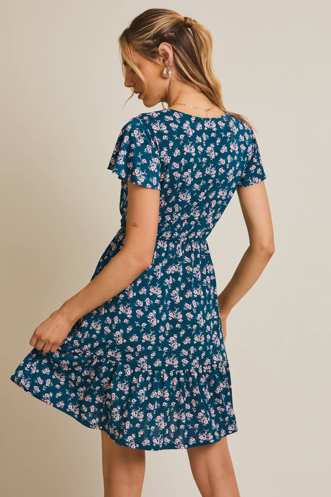 Teal Short Sleeve Dress