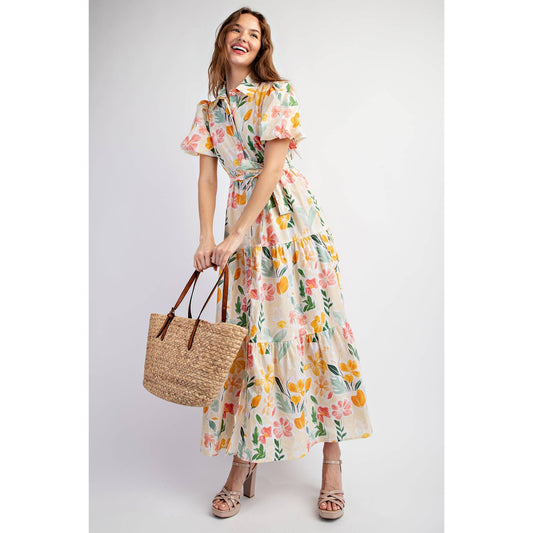 Floral Cotton Tiered Maxi Dress