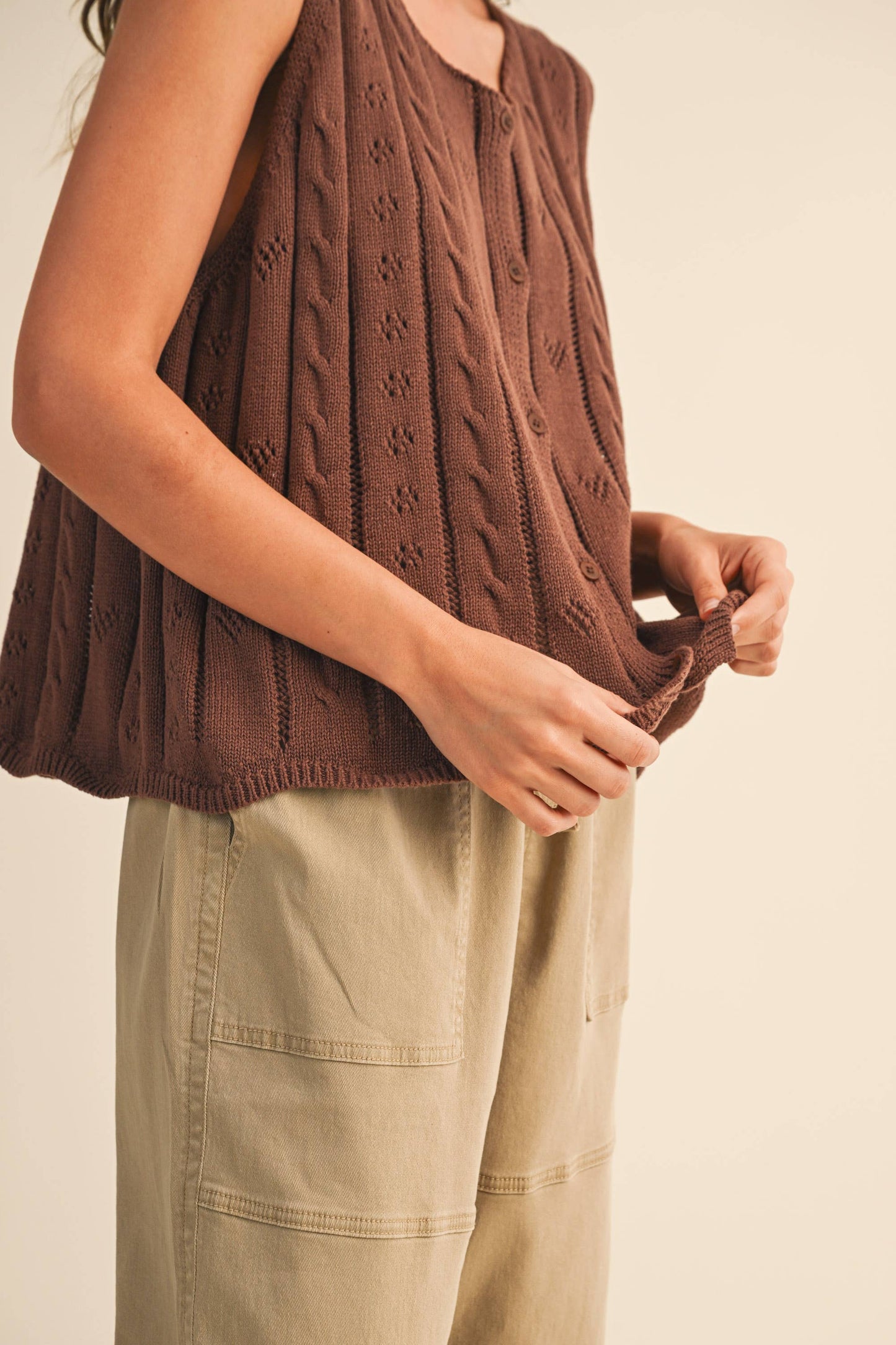 Coco Button Down Sleeveless Knit Sweater Vest