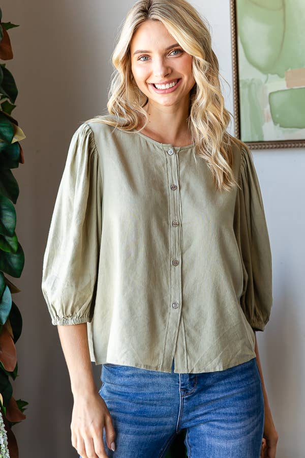 Sage Button Up Top