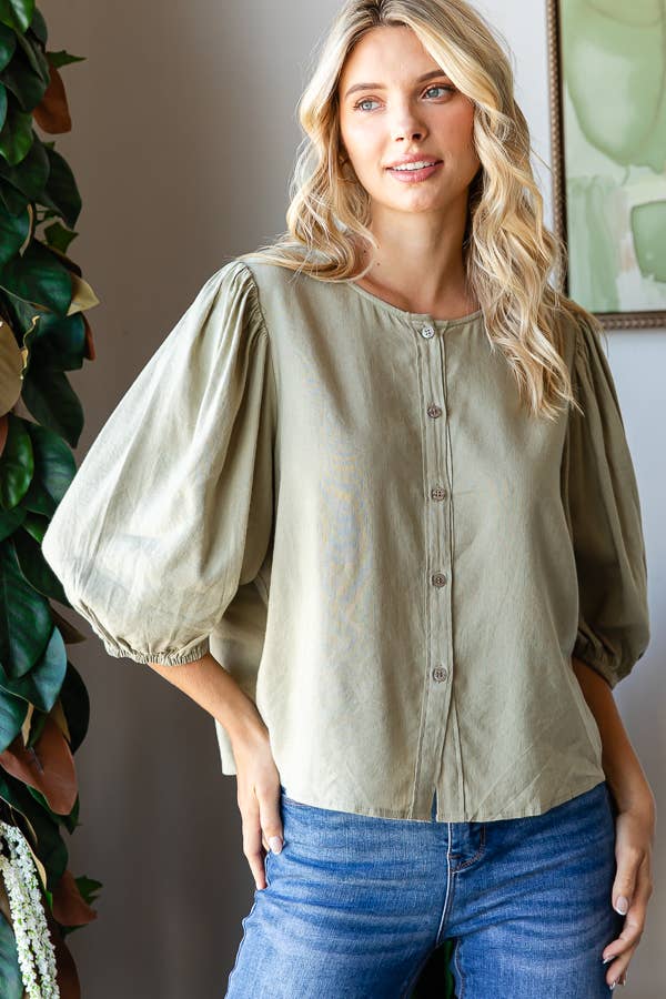 Sage Button Up Top