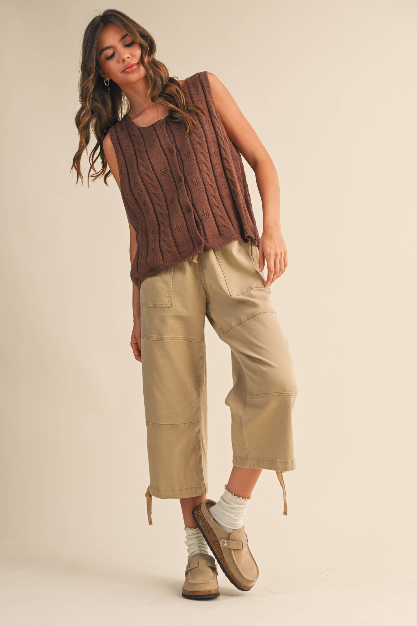 Coco Button Down Sleeveless Knit Sweater Vest