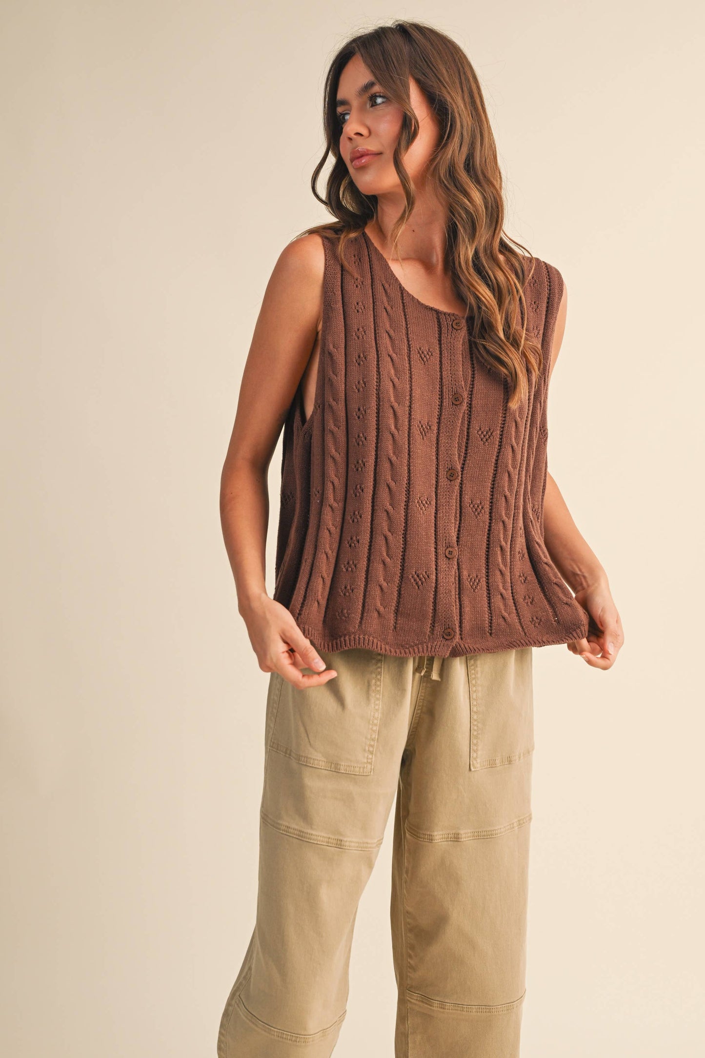 Coco Button Down Sleeveless Knit Sweater Vest