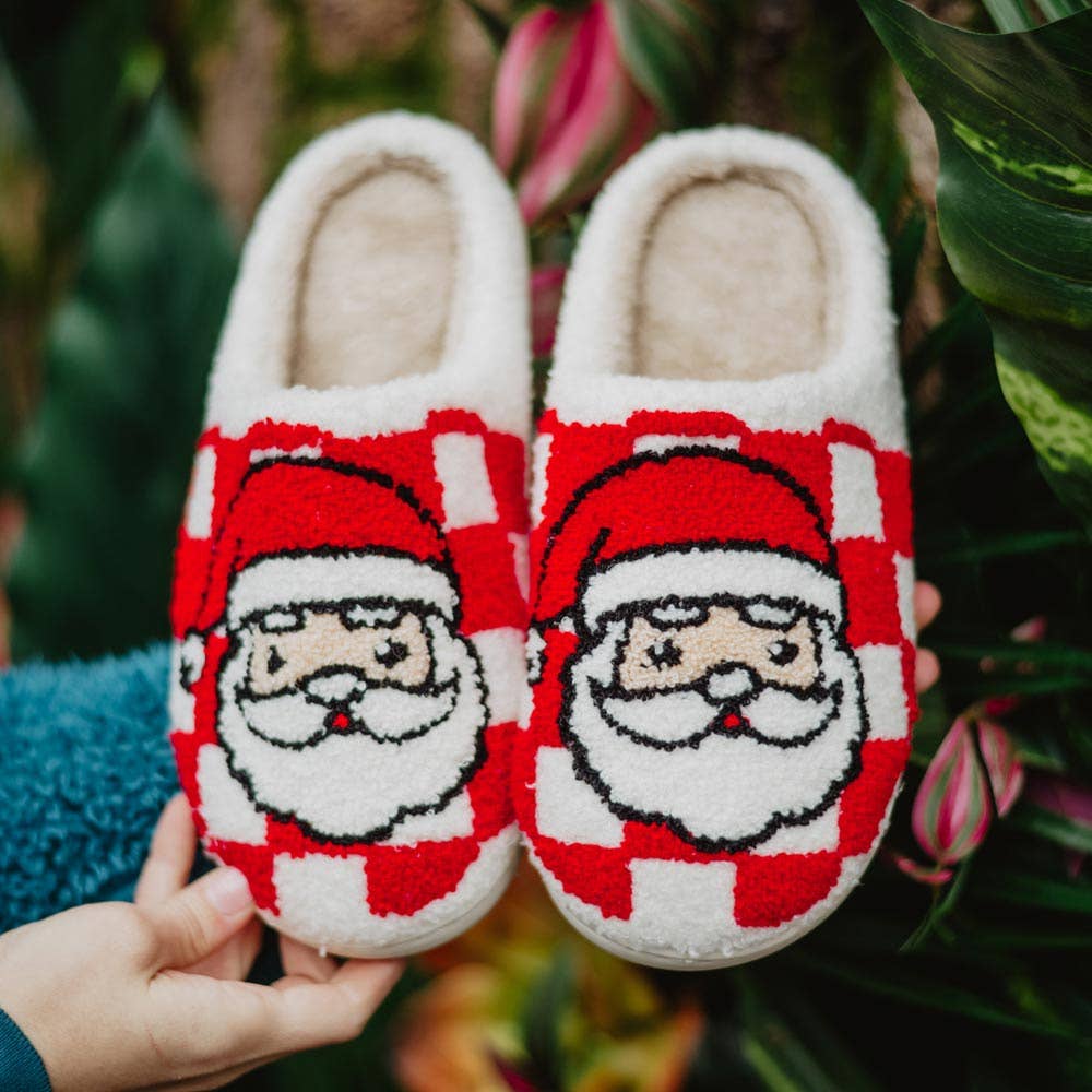 Santa Red Checkered Best Christmas Women's Slippers