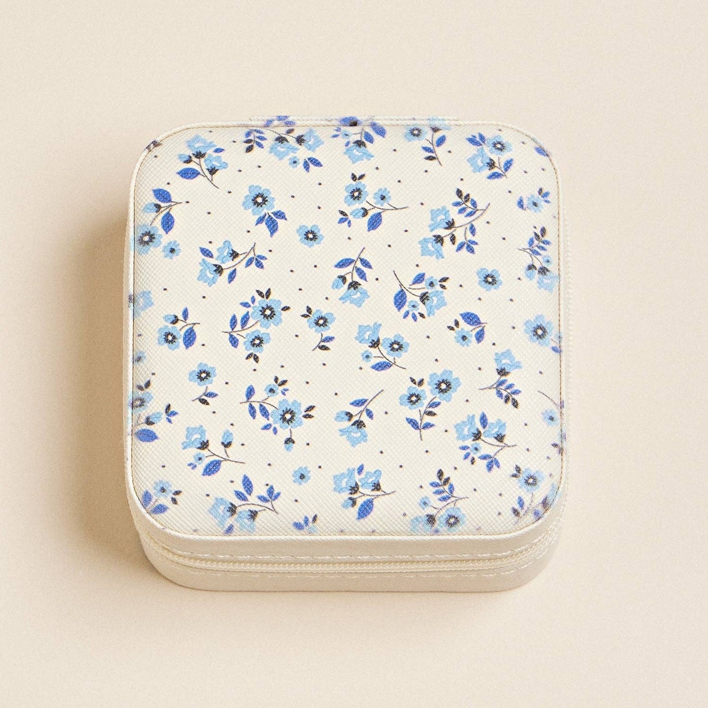 Blue Flower Pattern Travel Jewelry Box