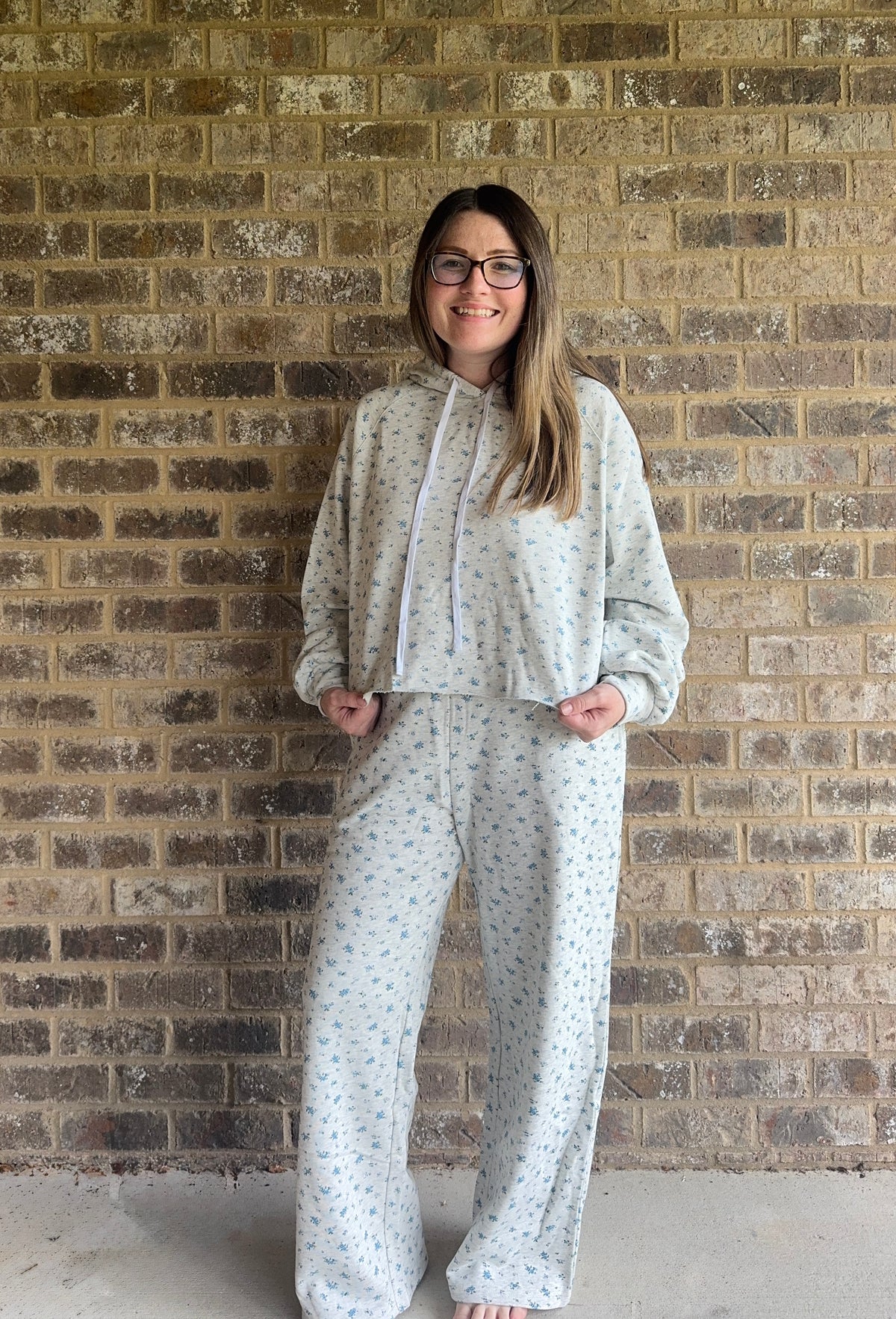 Floral Print Lounge Crop Hoodie