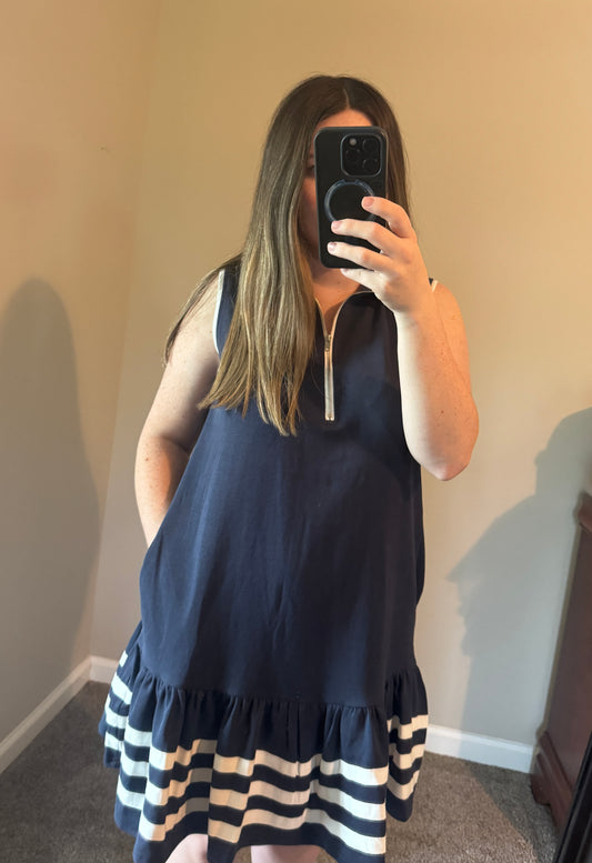 Collared Half Zip Dress with Pockets