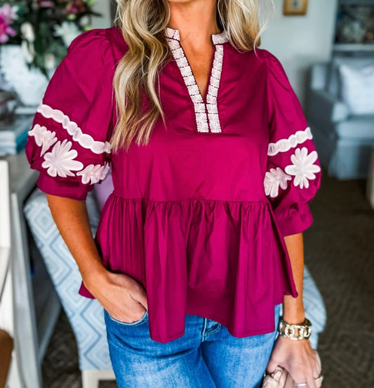 Rosewood Fields Embroidered Top