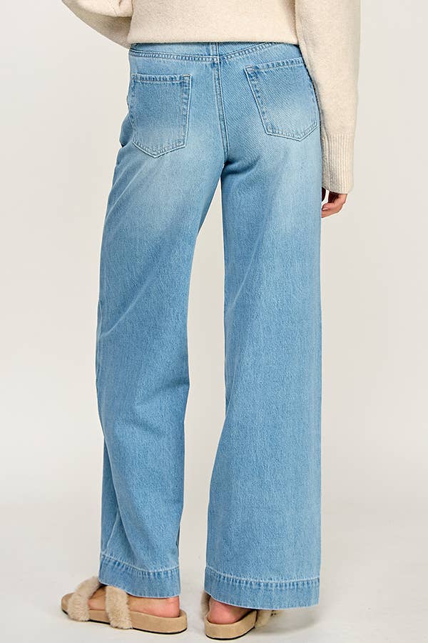 Button Fly Wide Leg Jeans