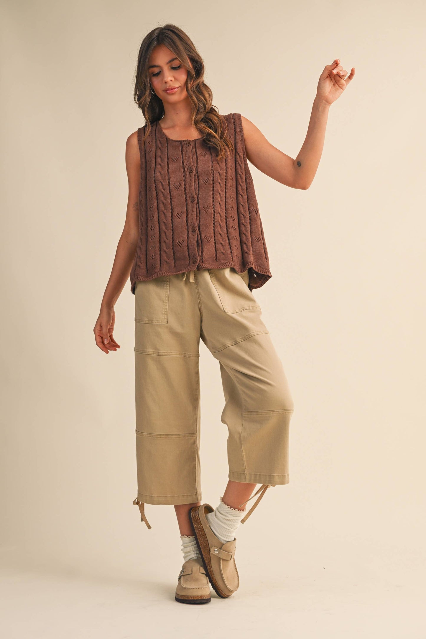 Coco Button Down Sleeveless Knit Sweater Vest