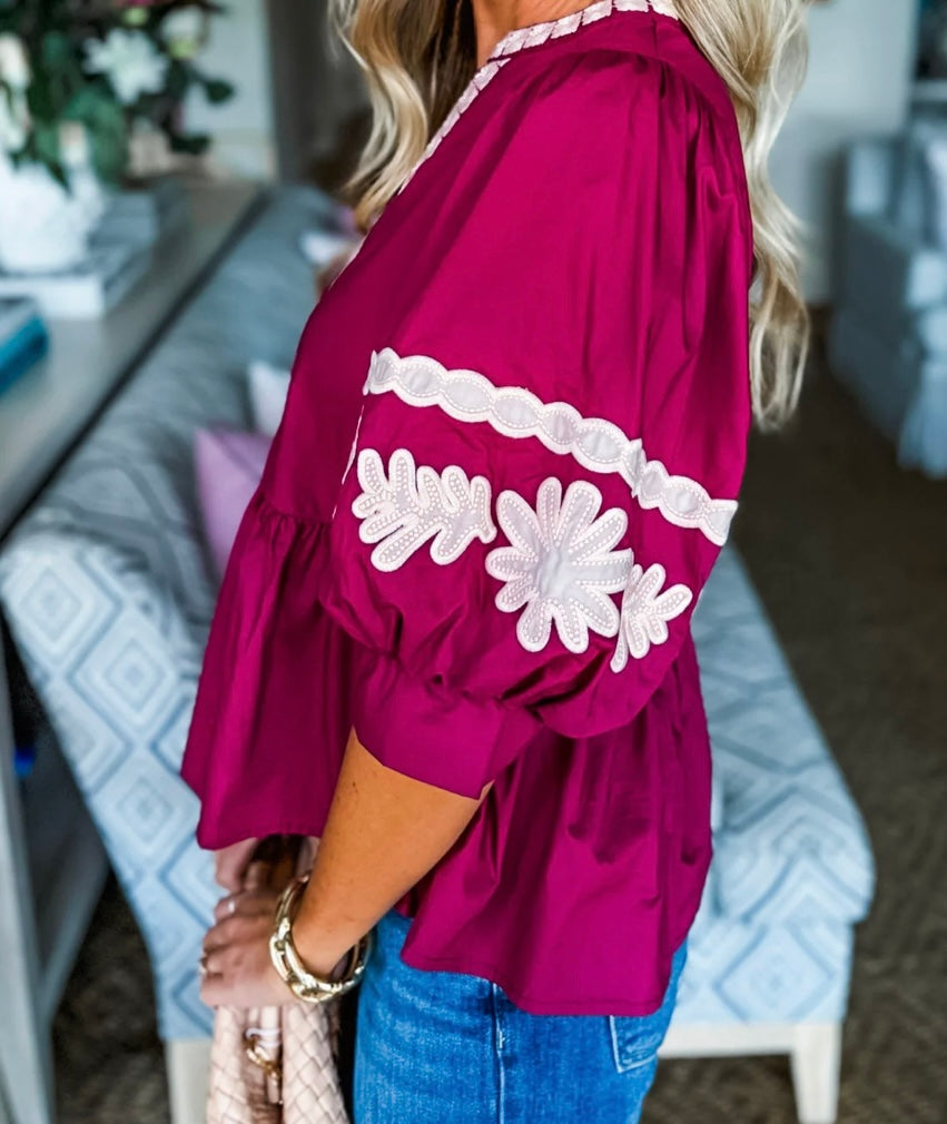 Rosewood Fields Embroidered Top