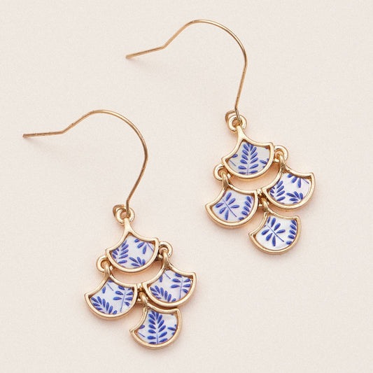 Gold & Blue Mother of Pearl Drop Earrings