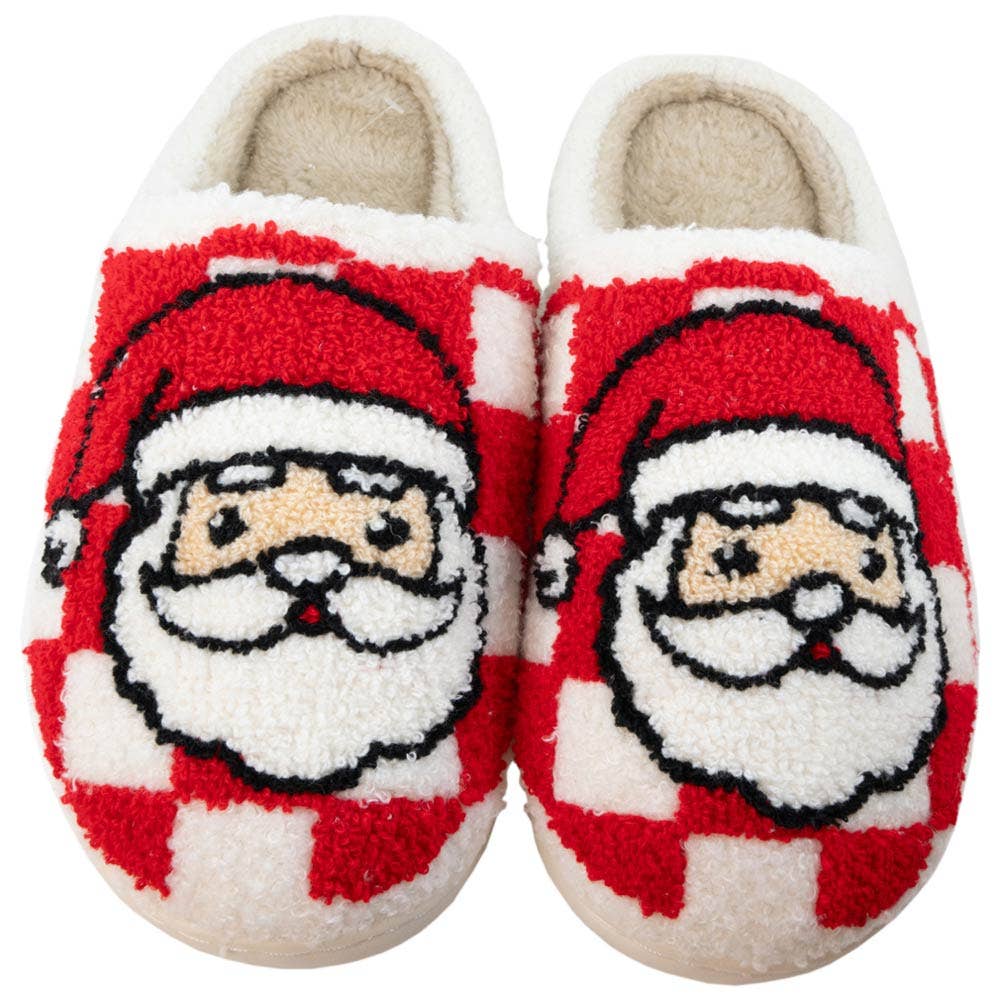 Santa Red Checkered Best Christmas Women's Slippers